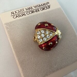 AUGUST MAX VINTAGE LADY BUG BROOCH. CARDED